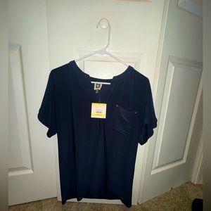 Anne Klein, size medium, navy blue shirt sleeve blouse.
